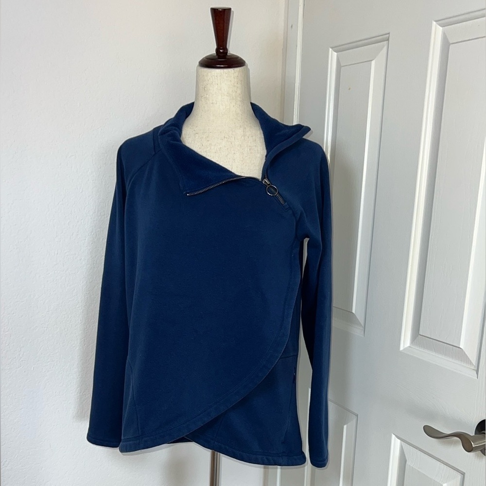 Athleta Navy Asymmetrical‎ Zip Pullover